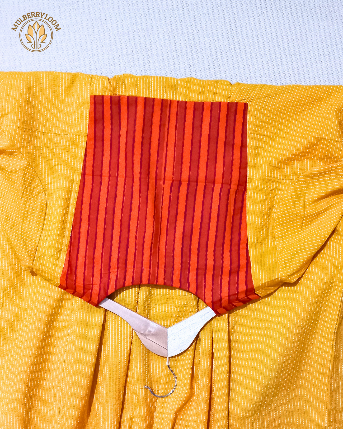 Exquisite Yellow and Red Hand Block Print Patch Kurta