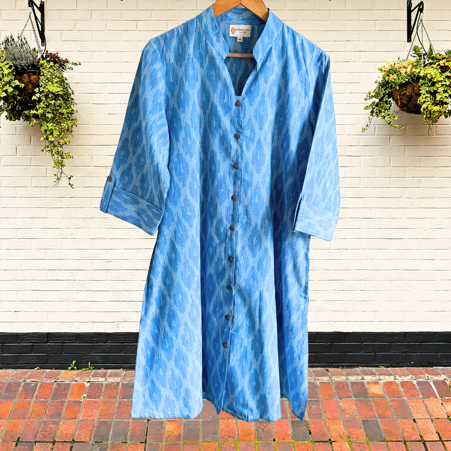Classic Charm Blue Ikkat Dress