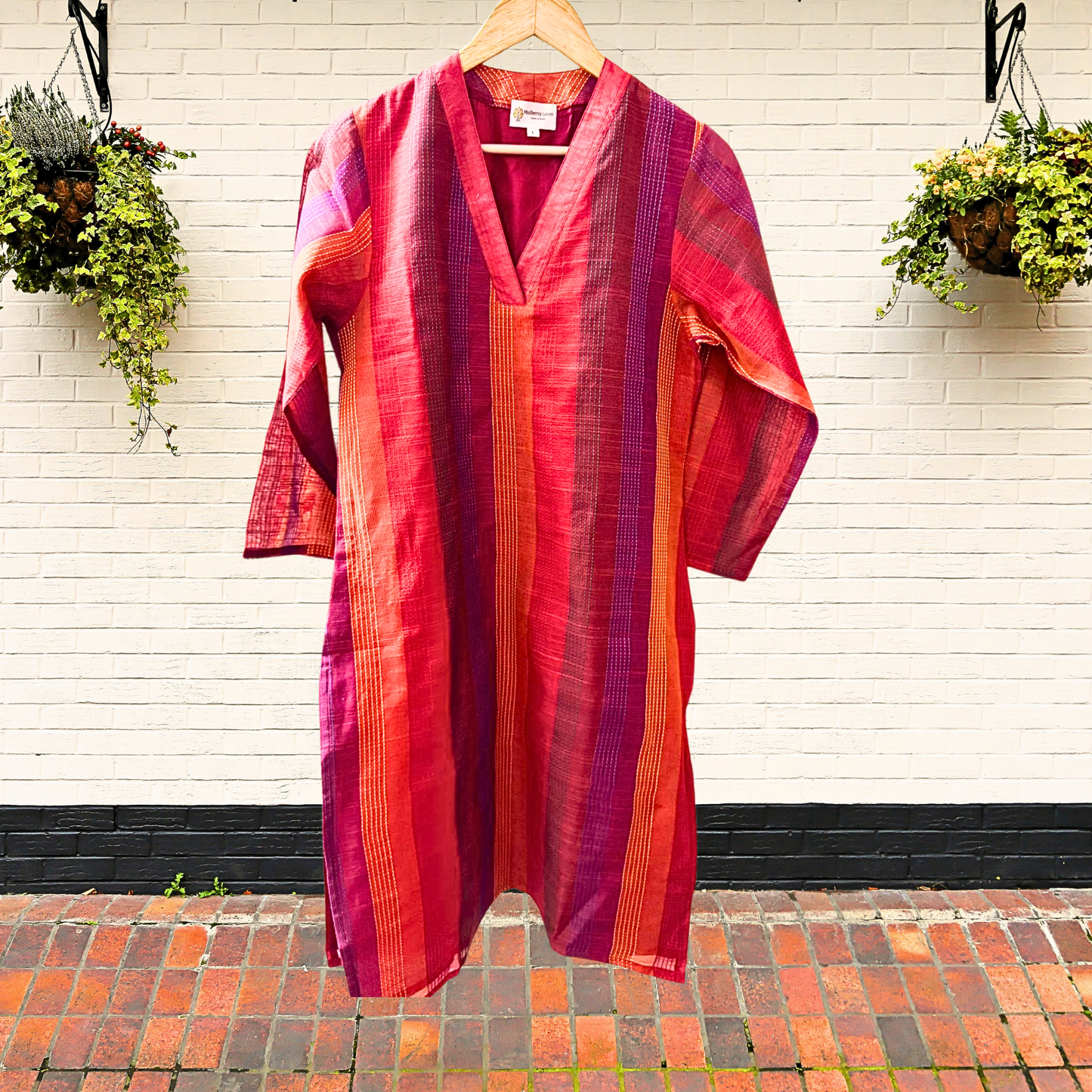 Red Kantha Elegance Kurta