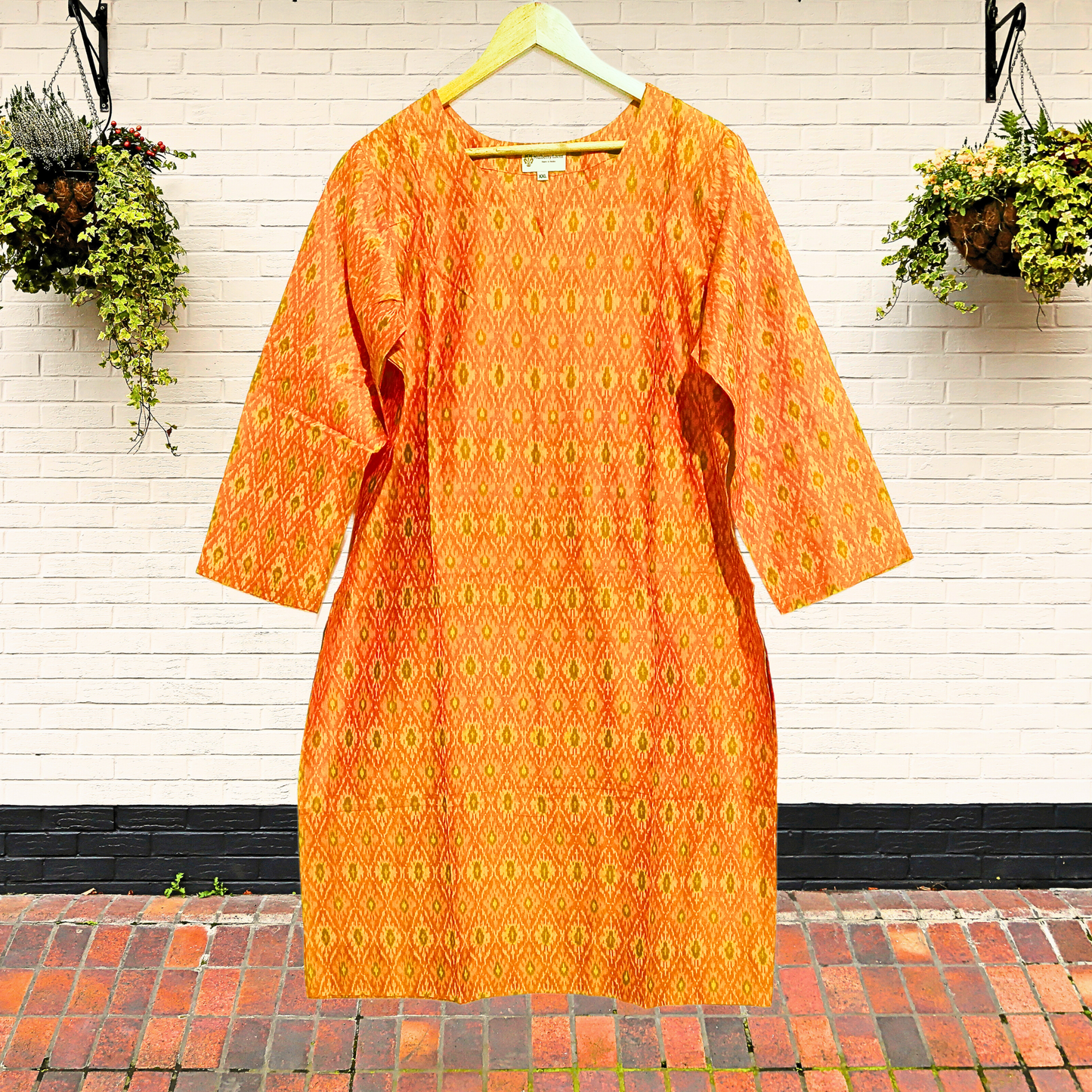 Radiant Yellow Ikkat Silk Kurta