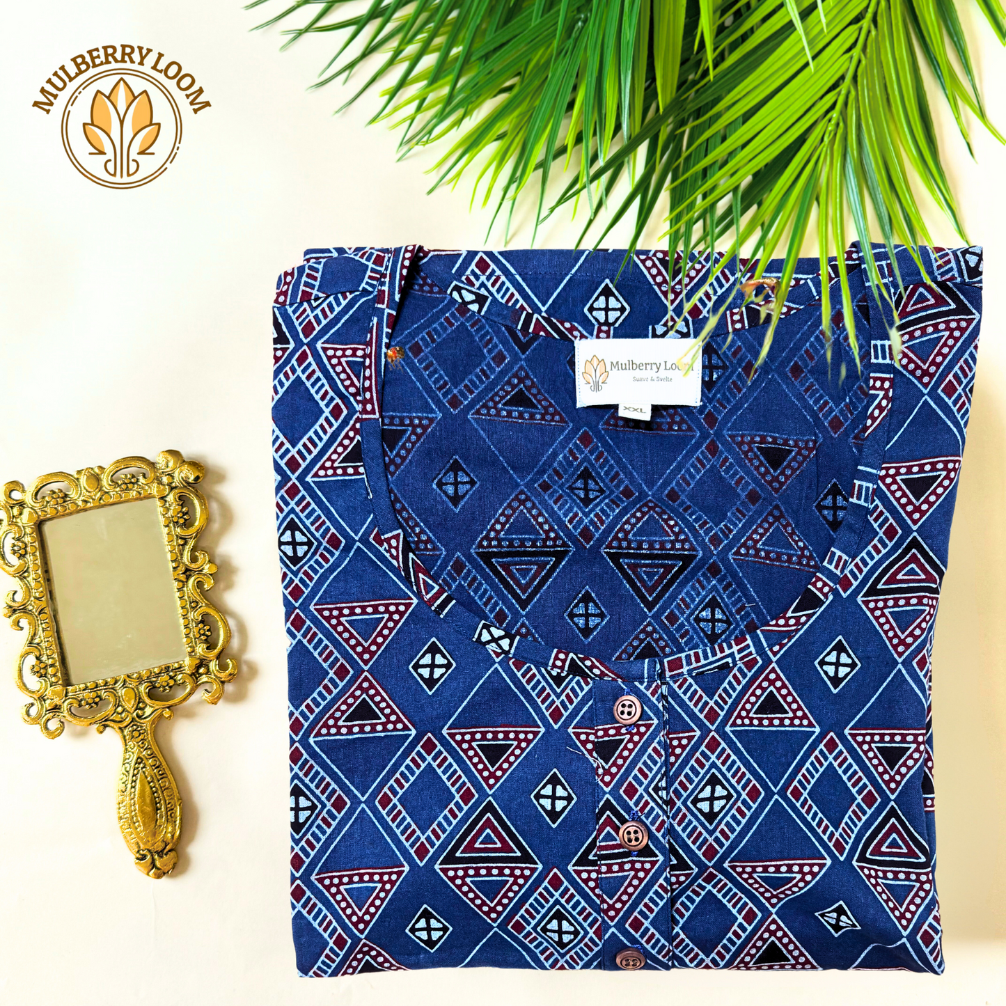 Exquisite Indigo Ajrakh Block Print Kurta