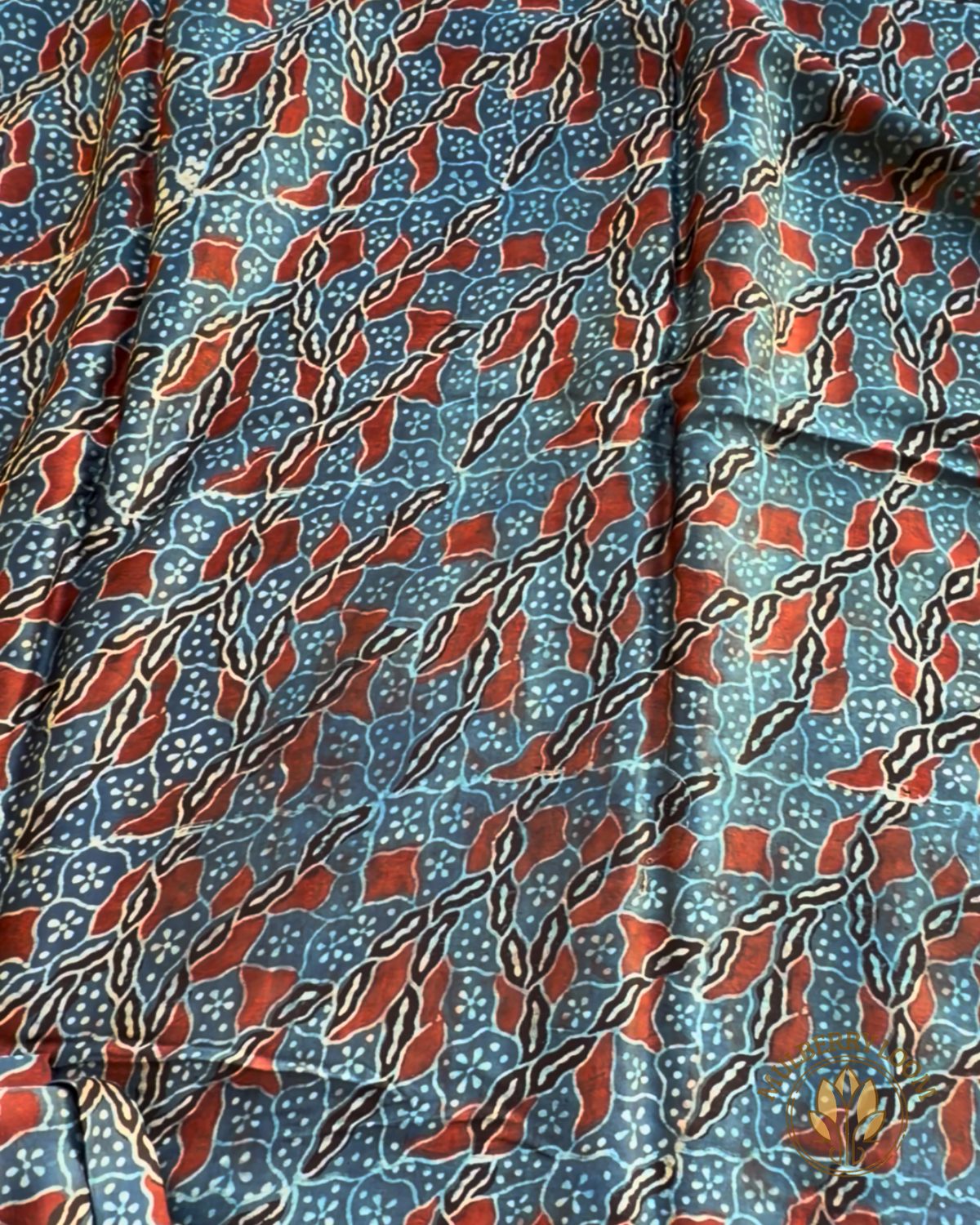 Indigo Ajrakh Handblock Modal Saree