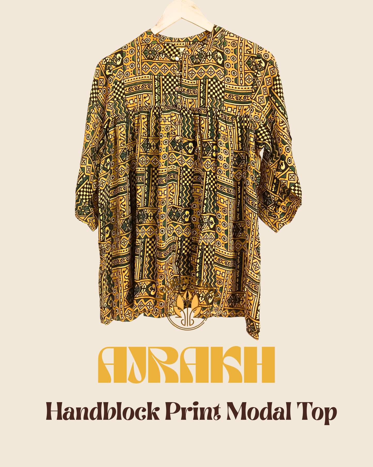 Ethereal Ajrakh Modal Yellow Short Top