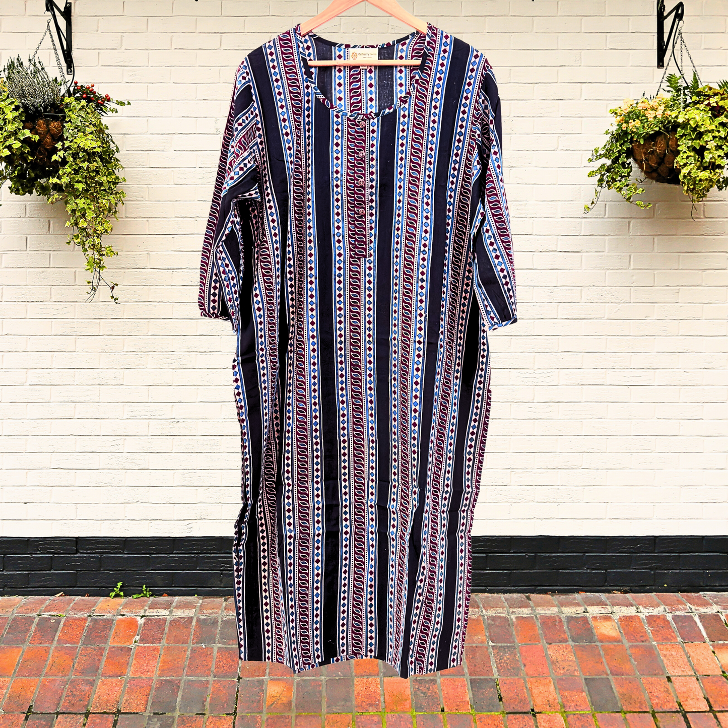 Exquisite Indigo Black and Maroon Hand Block Print Kurta