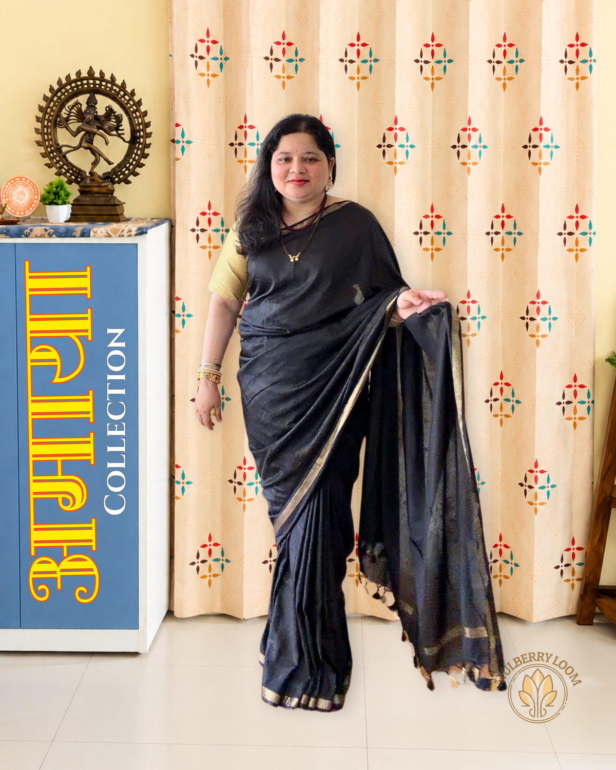 Black Katan Silk Saree