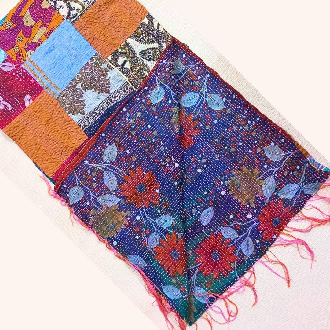 Blue Kantha Stole