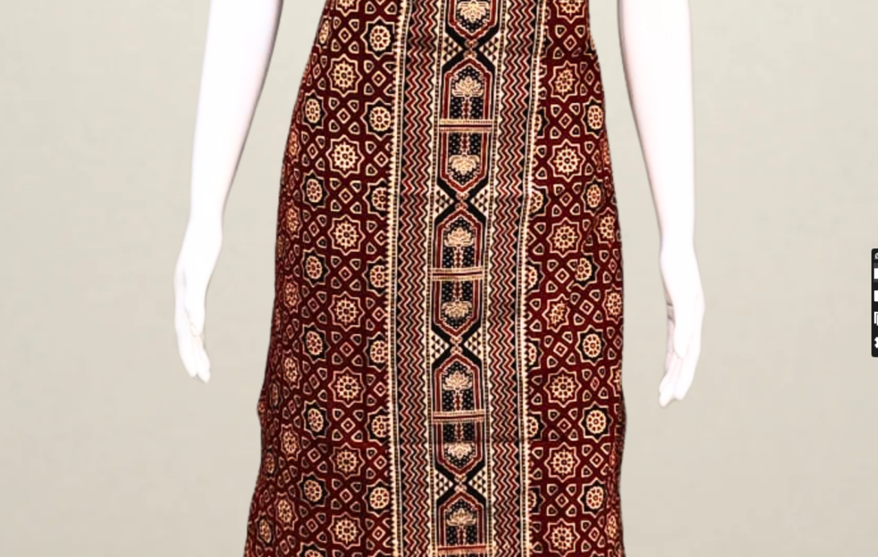 Crimson Ajrakh Handblock Print Spaghetti Kurti