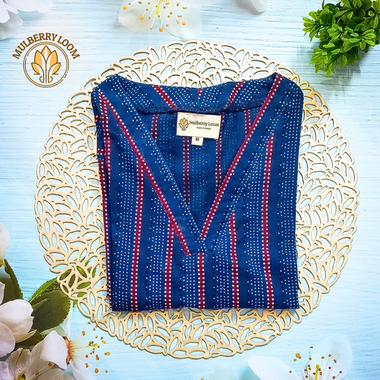 Indigo Ajrakh Handblock Print Kurta