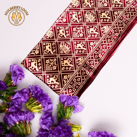 Maroon Patola Print Mashru Stole