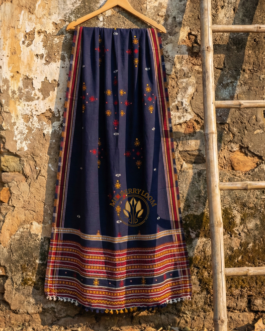 Navy Blue Kutch Handwork Shawl