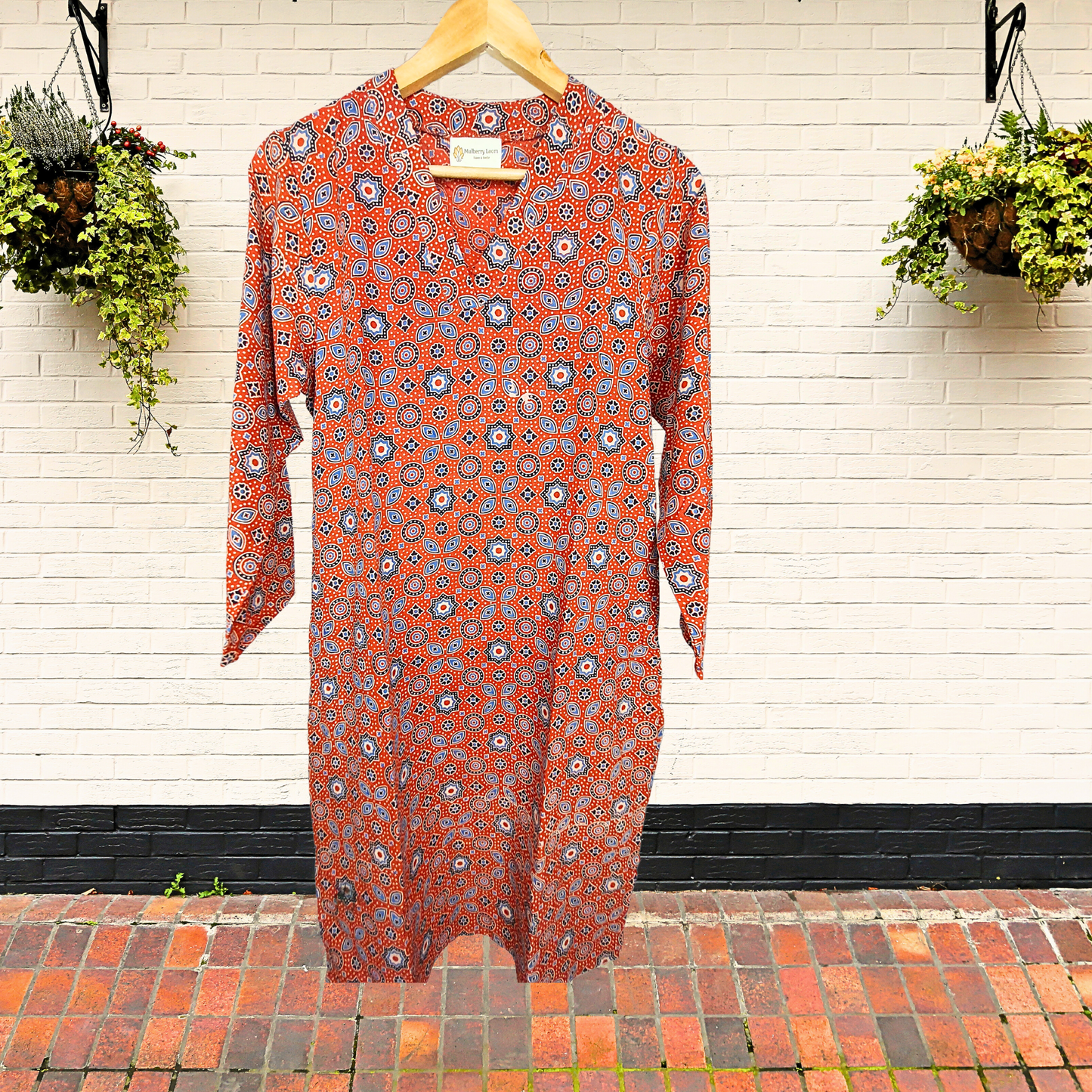 Orange Ajrakh Handblock Print Kurta