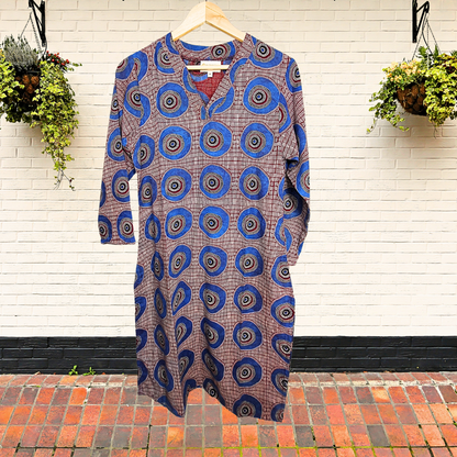 Maroon Indigo Ajrakh Handblock Kurta