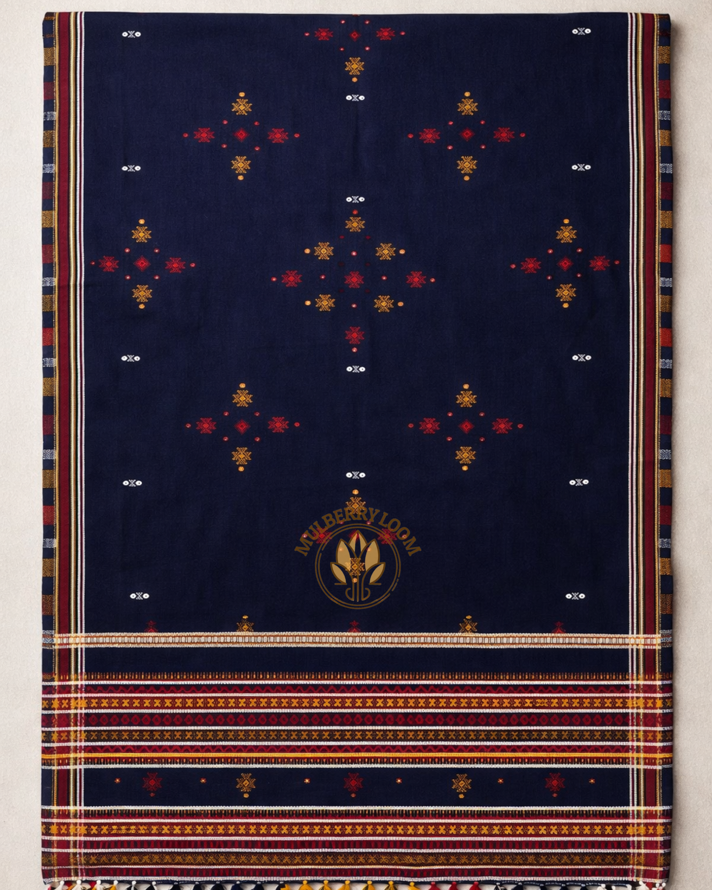 Navy Blue Kutch Handwork Shawl