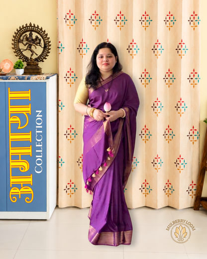 Purple Katan Silk Saree
