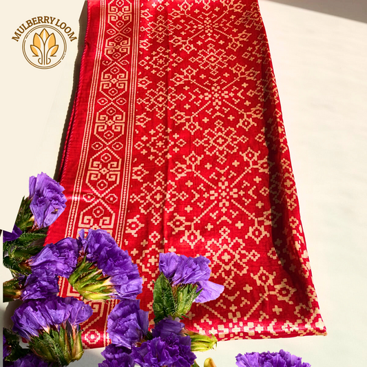 Maroon Patola Print Mashru Stole