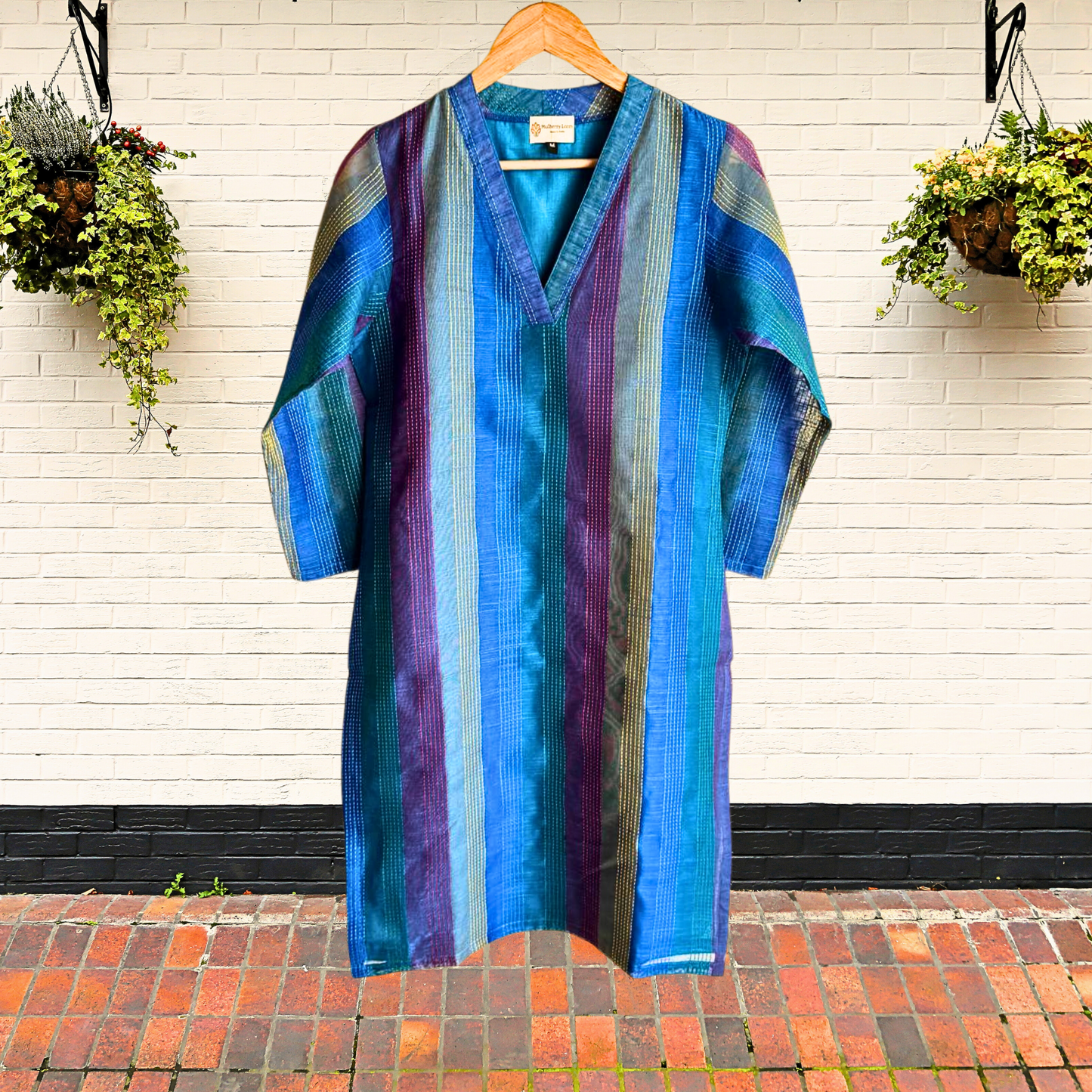 Blue Kantha Elegance Kurta