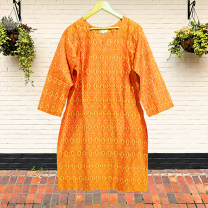 Radiant Yellow Ikkat Silk Kurta