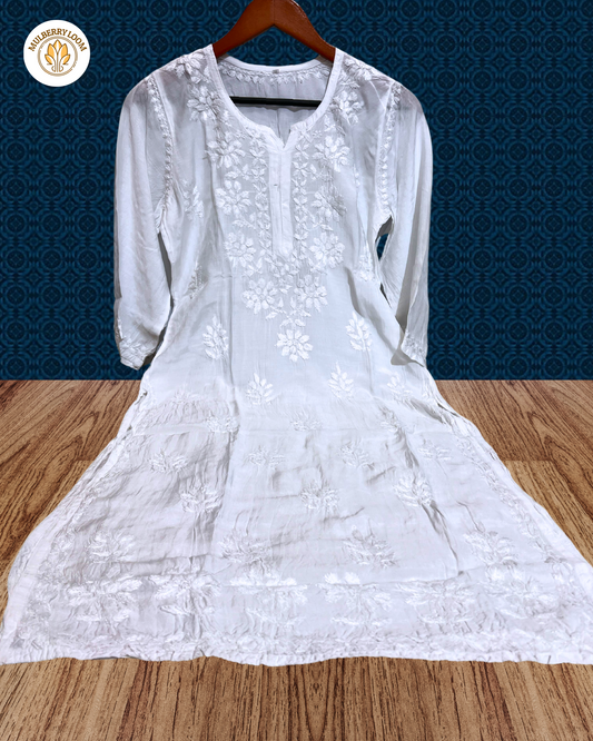 White Muslin Chikanari Kurta
