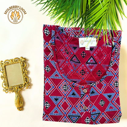 Exquisite Maroon Ajrakh Block Print Kurta