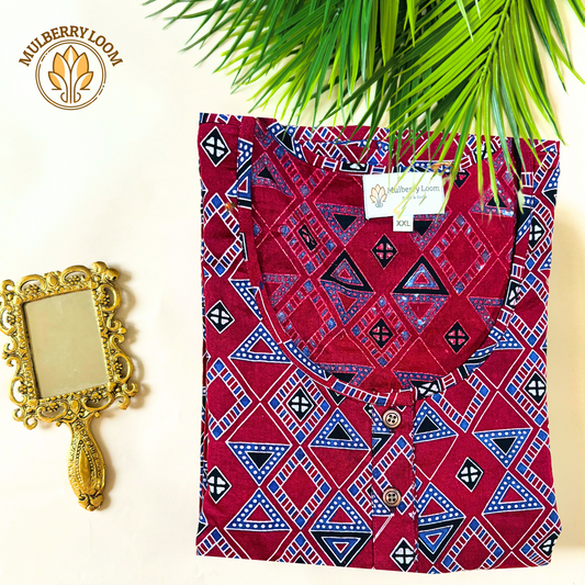 Exquisite Maroon Ajrakh Block Print Kurta