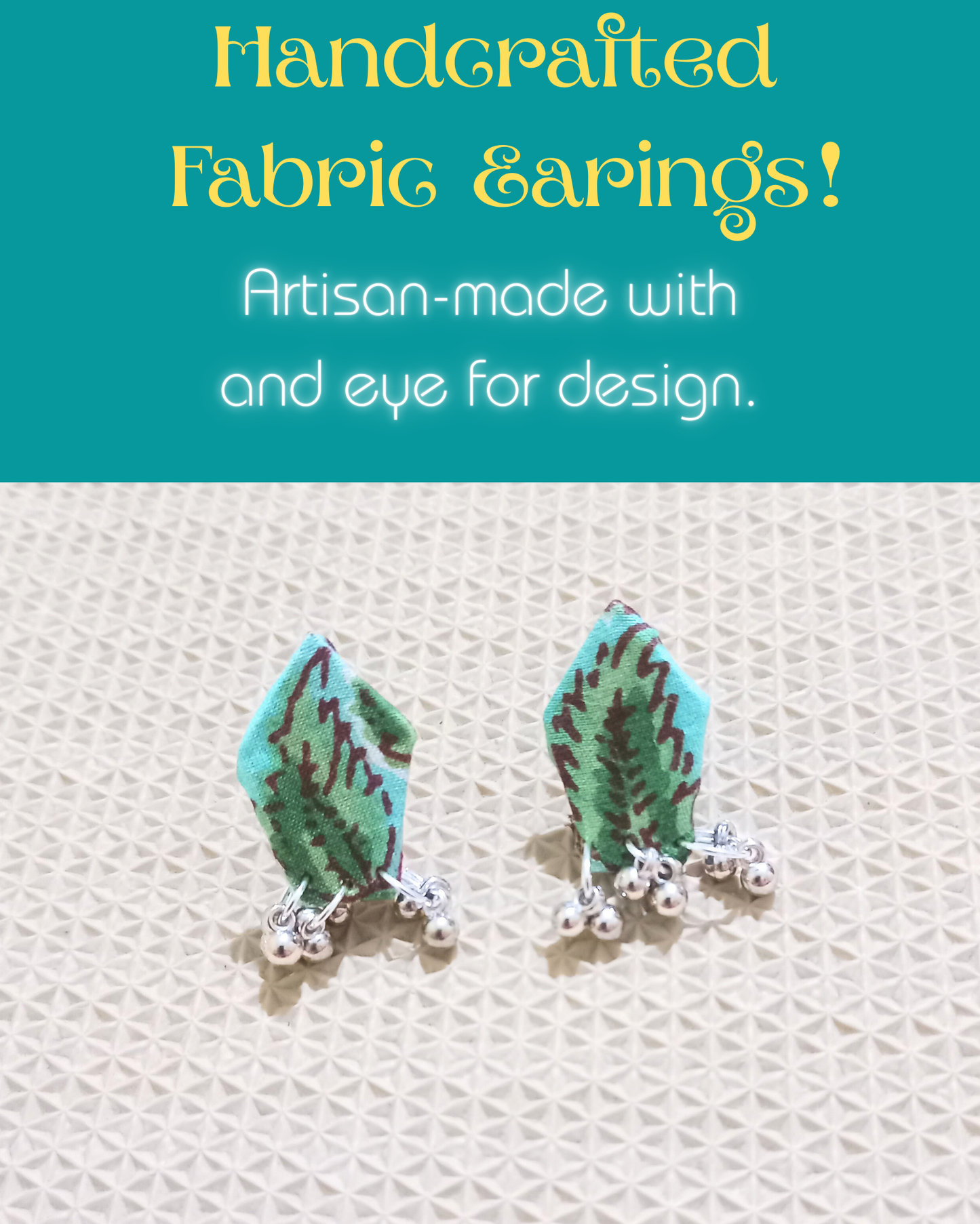 Turquoise Handcrafted Fabric Earrings