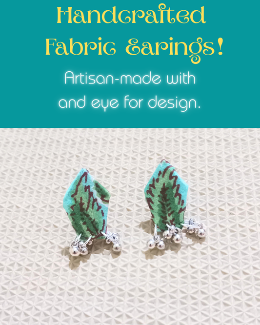Turquoise Handcrafted Fabric Earrings