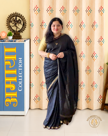 Black Katan Silk Saree