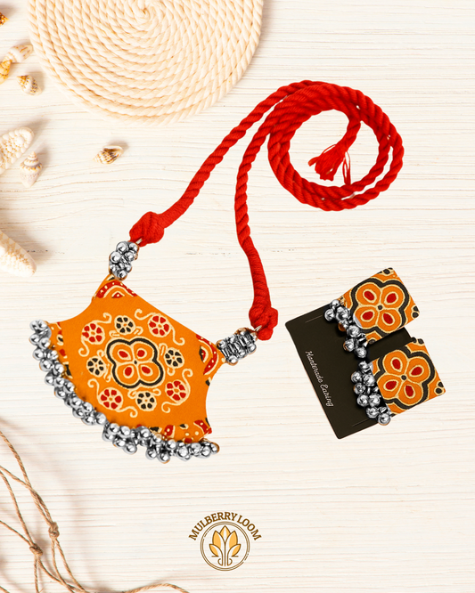 Nira Mustard Color Handcrafted Jewelery Set