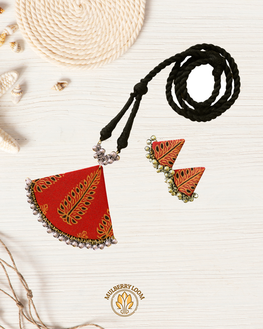 Nira Deep Red Handcrafted Jewelery Set