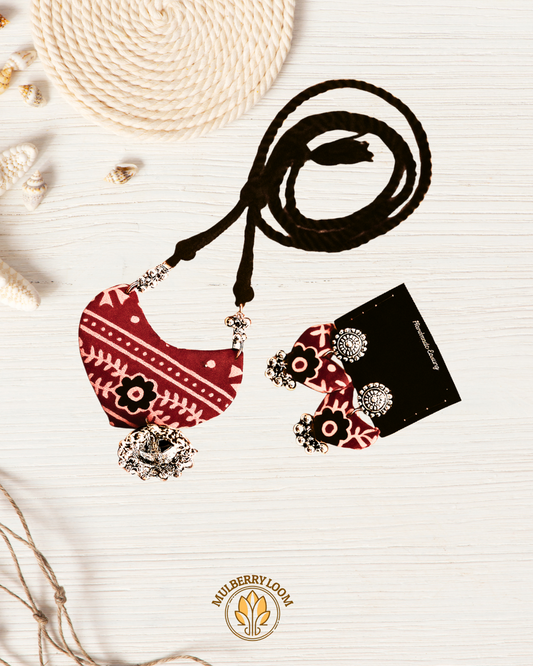 Nira Maroon Handcrafted Jewelery Set