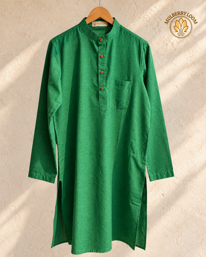 Tattva Green Ikkat Men's Long Kurta