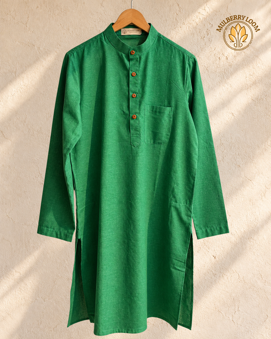 Tattva Green Ikkat Men's Long Kurta
