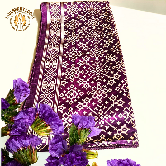 Purple Patola Print Mashru Stole