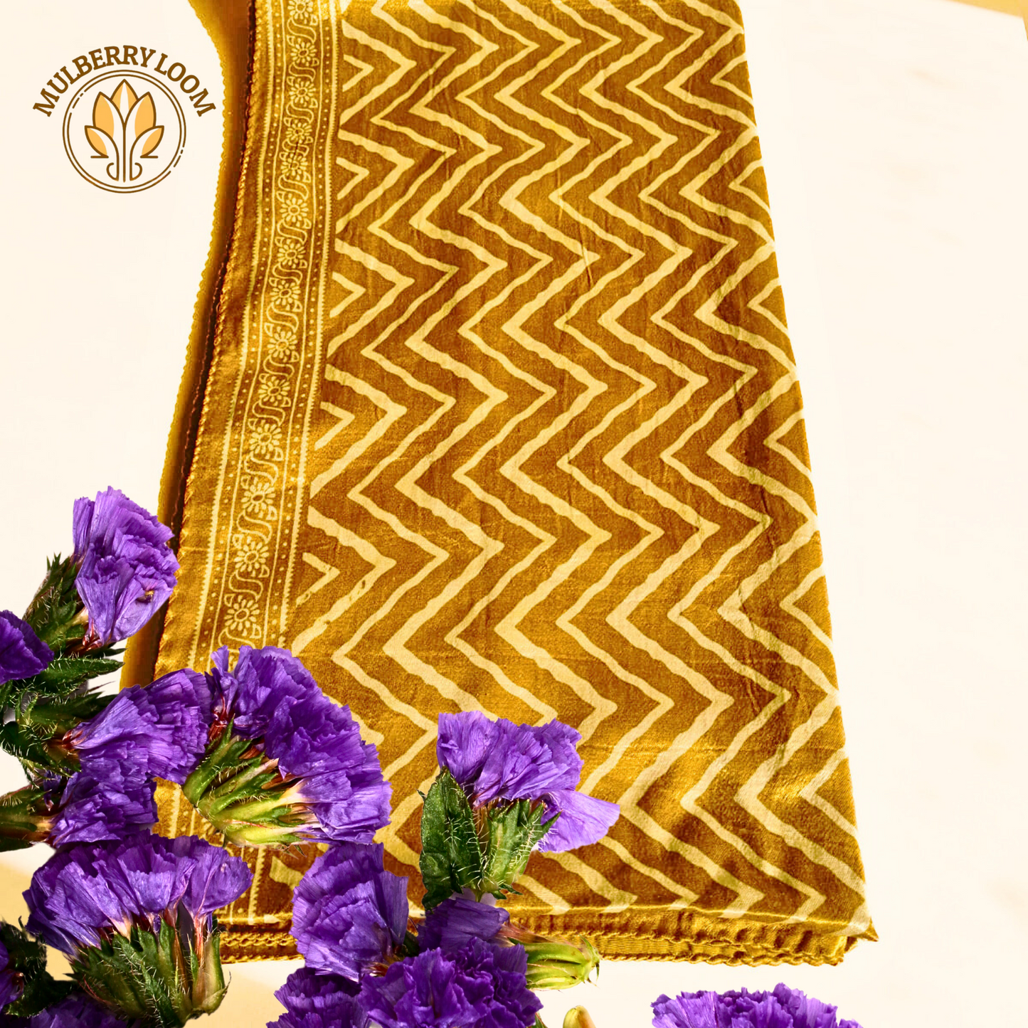 Yellow Zigzag Print Mashru Stole