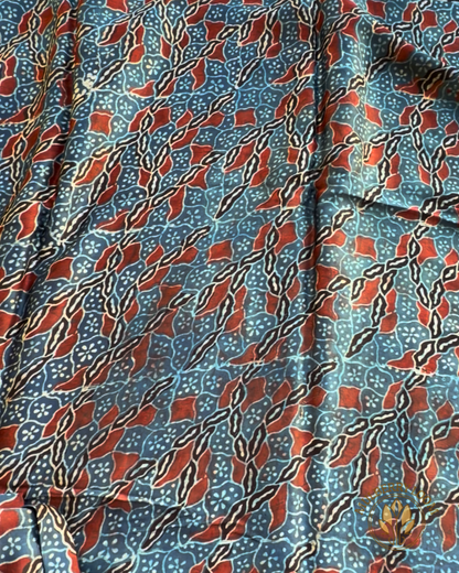 Indigo Ajrakh Handblock Modal Saree
