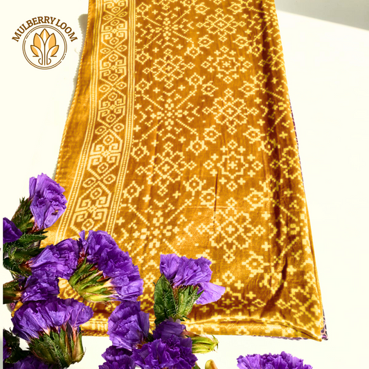Yellow Patola Print Mashru Stole