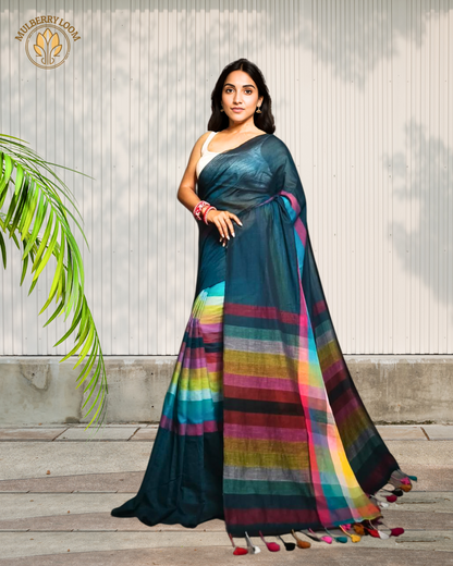 Vibrant Spectrum Multicolor Mul Cotton Saree