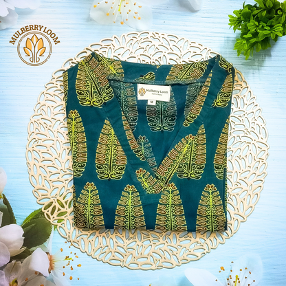 Green Ajrakh Handblock Print Kurta
