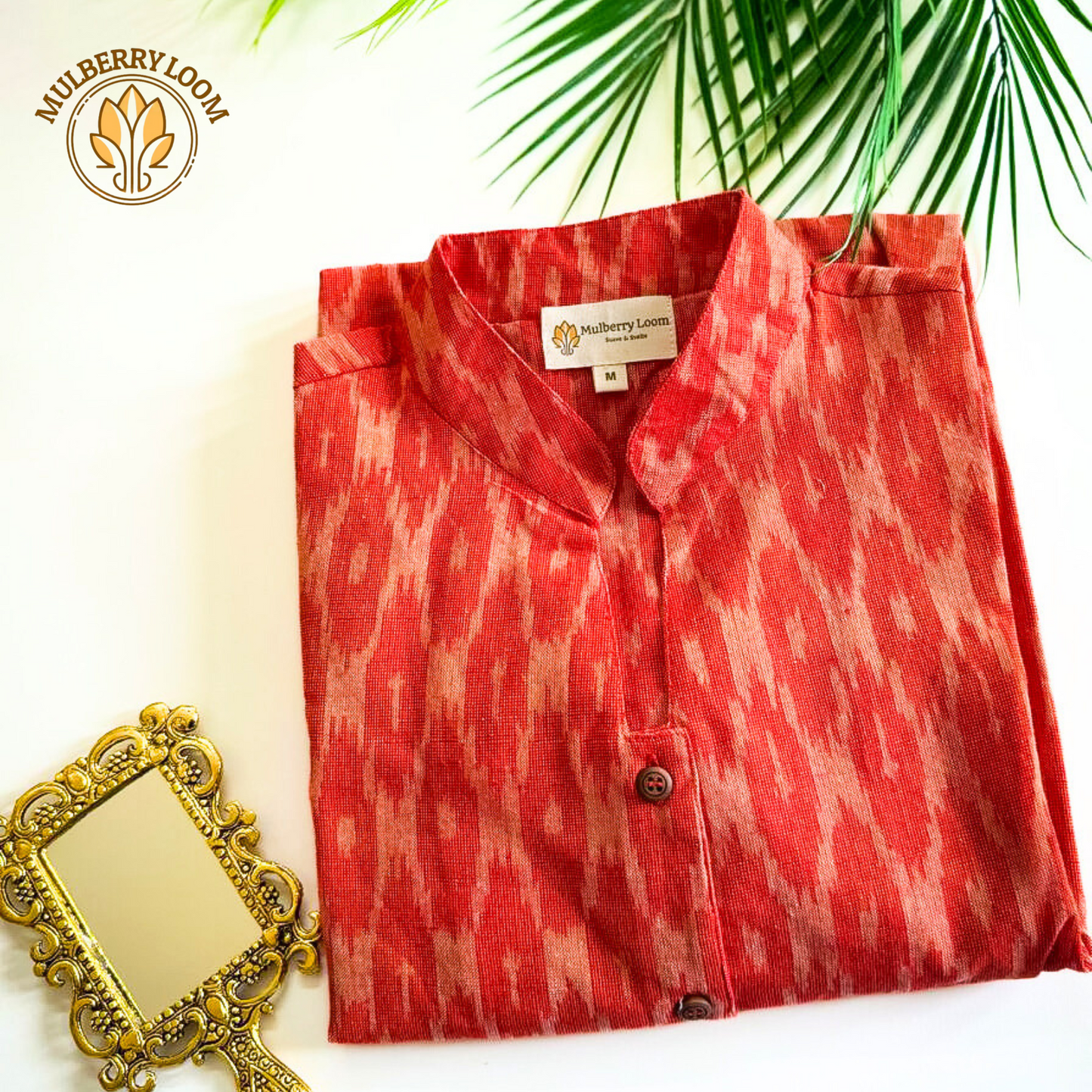 Classic Charm Orange Ikkat Dress