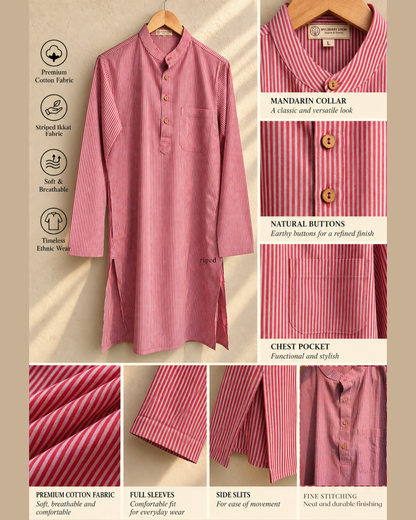 Tattva Striped Ikkat Men's Long Kurta