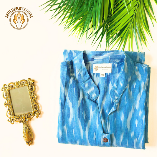 Classic Charm Blue Ikkat Dress