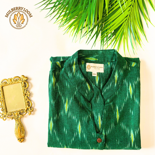 Classic Charm Green Ikkat Dress