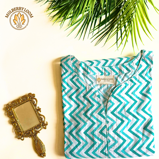 Zig Zag Print Cotton Kurta