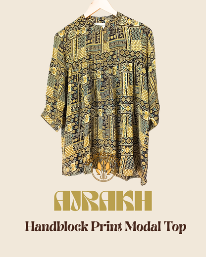 Ethereal Ajrakh Modal Beige Short Top