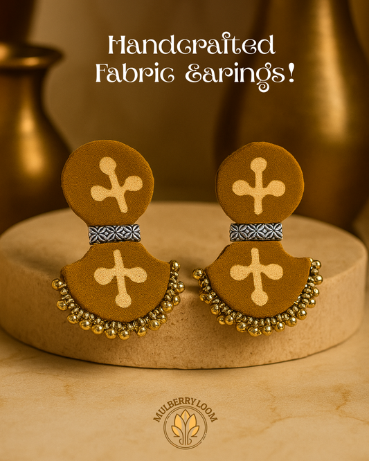 Nira Olive Handcrafted Fabric Earrings