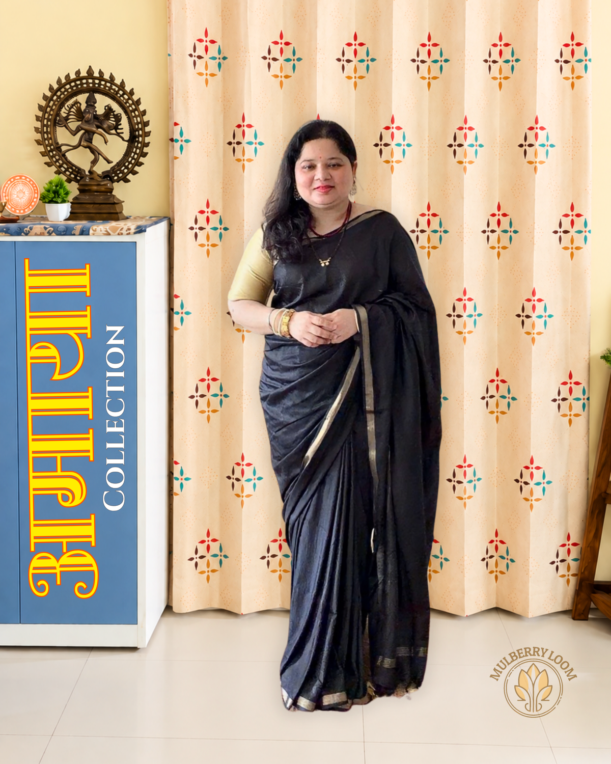 Black Katan Silk Saree
