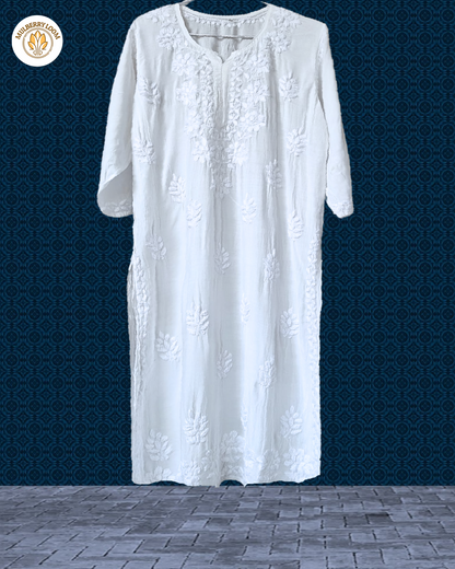 White Muslin Chikanari Kurta