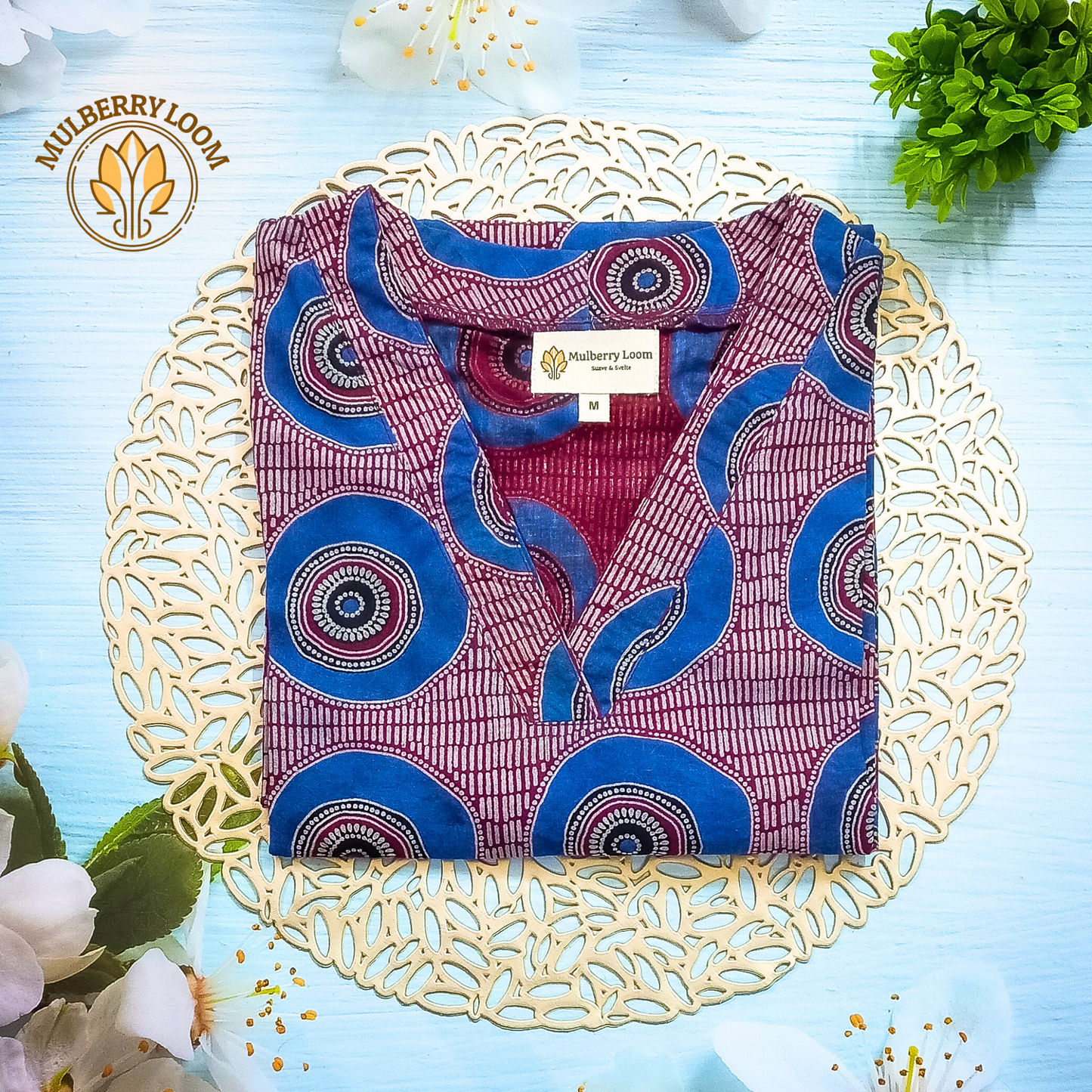 Maroon Indigo Ajrakh Handblock Kurta