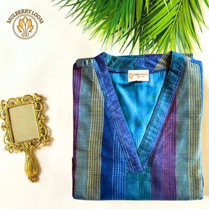 Blue Kantha Elegance Kurta