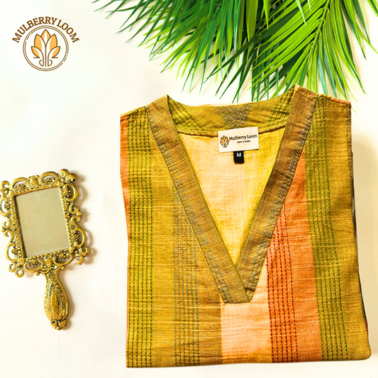 Yellow Kantha Elegance Kurta